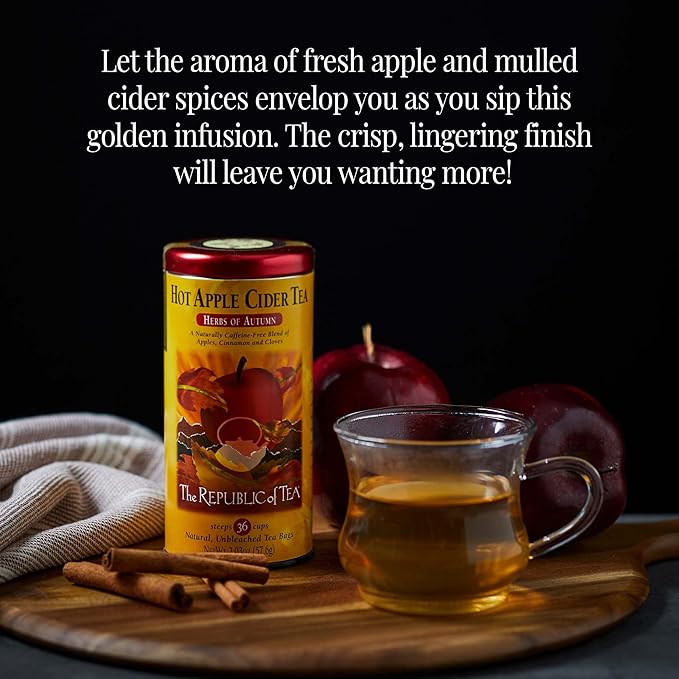 The Republic of Tea Hot Apple Cider Seasonal Herbal Tea, 250 Tea Bag Bulk