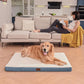 Outdoor Dog Beds for Extra Large Dogs, XL Pet Bed for Large Sized Dog, Egg Crate Foam Pet Bed with Removable Washable Oxford Cooling Cover, Blue White
