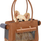 Minsong Fashion Pet Carrier Purse for Small Cat and Dog, Luxury Pu Soft-Sided Tote Bag with Large Pockets for Dogs and Puppies (Brown, 13.6" L x 6" W x 10.0" H)