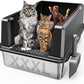 Tripamin XXL Stainless Steel Litter Box with High Sides 26"x18"x12" Extra Large Metal Litter Box for Big Cats & Multiple cat, Jumbo Top Entry Litter Pan with lid (Black, XX-Large)