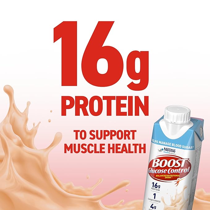 BOOST Glucose Control Ready to Drink Nutritional Drinks, Creamy Strawberry, 8 fl oz Carton (4 x 6 Packs)