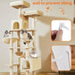 Taoqimiao Cat Tree, 71-Inch Cat Tree Cat Tower for Indoor Cats, Plush Multi-Level Cat Condo with 10 Scratching Posts, 2 Perches,Basket, 2 Caves,Hammock, 2 Pompoms,MS020M Beige