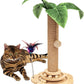 Cat Scratching Post, Cat Scratcher Toy for Indoor Cats, 17.3" Tall Scratch Post with 2-Layer Ball Tracks, Interactive Feather Toy and Sisal Hanging Ball, Banana Tree Cat Tower for Kittens