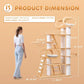 76.8'' Modern Cat Tree for Indoor Cats, Tall Wooden Cat Tower for Home Decoration, Multi-Level Tower with Transparent Cat Bed, Huge Cat Condo for Multi-Cat Families