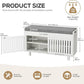 Storage Bench, Bamboo Shoe Bench with Padded Seat Cushion & 2 Doors, 2-Tier Entryway Bench with Lift Top Hidden Storage, 35.4" W x 12.6" D x 19.7" H, Shoe Rack Cabinet for Entryway, Living Room, White