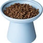 Extra Wide Elevated Ceramic Cat Food Bowl - 6.2" Shallow Dish for Whisker Fatigue Relief, 5" Height for Easy Feeding, Lead & Cadmium Free, Durable Raised Cat Food Bowls, Blue