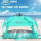 OutdoorMaster Beach Tent with Blackout Shelter Technology, Portable Beach Shade Sun Shelter Canopy for 4-6 Person with UPF 50+ UV Protection, Easy Setup Pop Up Tent Family Size