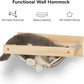 FUKUMARU Hammock Wall Mounted Cat Beds and Perches, Wooden Kitten Walls Furniture, Stable Cats Shelves for Sleeping, Playing, Climbing, and Lounging, Black Stripe
