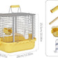 Bird Carrier Travel Cage, Durable Portable Stainless Steel Birdcage with Bird Perch & Feeding Bowl for Parrots Canaries Budgies Lovebirds Conures Cockatiels (Small Yellow)