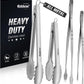 Tongs For Cooking - Heat Resistant 600 Degrees, All Metal Kitchen Tweezers Tongs, Heavy Duty Stainless Steel Cooking for Food, Grill, BBQ, Dishwasher safe Set of 4 (12" & 9in)