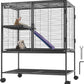 VEVOR 36" Rolling Metal Ferret Cage, Large 2-Tier Critter Nation Cage, Small Animal Cage with Ramps & Tray, Easy to Set up for Pet Mice, Hamster, Guinea Pig, Chinchilla, Squirrel, Hedgehogs, Bunny
