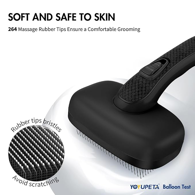 Dog Brush Kit - Self-Cleaning Slicker Brush with Bath Brush & Undercoat Rake | Deshedding Tools for Large - Small Dogs & Cats, Professional 3-in-1 Pet Grooming Set for Heavy Shedding, Black