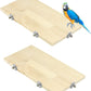 QWORK 13.6" x 7.9" Natural Wood Rectangle Stand for Bird Cages Suitable for Parakeets, Cockatiels, and Small Animals Easy Install with Stainless Steel Hardware 2 Pcs