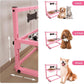 SHAINFUN Elevated Bowls for Small and Medium Dogs, Raised Stand With 2 Stainless Steel Food & Water Bowls, Adjustable Height Feeder for Puppy & Cats, Cute Pink
