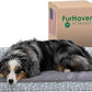 Furhaven Cooling Gel Dog Bed for Large/Medium Dogs w/ Removable Bolsters & Washable Cover, For Dogs Up to 55 lbs - Plush & Almond Print L Shaped Chaise - Gray Almonds, Large