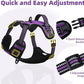 PUPTECK No Pull Dog Harness for Large, Adjustable Reflective Dog Harness with Handle Easy Control, Comfortable Soft Padded Pet Vest Harness for Extra Large Dogs, Solid Purple XL