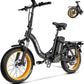 Folding Electric Bike for Adults with Peak 1000W Motor, 48V 20AH Battery up to 30MPH 80 Miles, 20" Fat Tire All Terrain Ebike, Front Suspension 7-Speed Commuter E Bike, Step-Thru, UL Certified