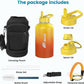 Insulated Water Bottle 64 oz, Triple Wall Vacuum Stainless Steel(Cold for 48 Hrs),Leak Proof & BPA-Free,Half Gallon Water Bottle with Reflective Paracord & Flip Straw for Sports & Travel, Sunset