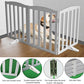 ZJSF Foldable Freestanding Indoor Dog Gate for House Wood Long Pet Gates Dog Fence for Stairs Puppy Gates for Hallways, Puppy Gate,Support Feet Included, Grey, 32 "Height-3 Panels