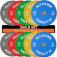 Colored Olympic Weight Plates, 2-inch Rubber Bumper Plate Set for Home Gym Barbell Weight Lifting and Strength Training