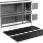 PawHut 54" 2-Story Large Rabbit Hutch Bunny Cage Wooden Pet House Small Animal Habitat with Lockable Doors, No Leak Tray and Waterproof Roof for Outdoor/Indoor Dark Grey