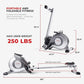 Sunny Health & Fitness Flip & Foldable Rowing Machine for Home w/Extended Slide Rail, Full-Body Workout, Low-Impact, Optional Extra Long Rail, Quiet Rail Cover, Water Motion and Free SunnyFit App