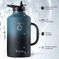 Trebo 64 oz Water Bottle Insulated with Handle, Half Gallon Stainless Steel Metal Large Jug, Travel Flask with Straw Spout Lid, Mug Tumbler Cup with Carry Pouch, Keep Cold Hot, Indigo Black