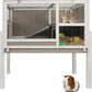 38" L Rabbit Hutch Bunny Cage,Fir Wood Rabbit Cage Indoor Outdoor with Pull Out Tray,Bunny Hutch with Ramp and Hideout,Guinea Pig Cages Rabbit Hutch Indoor with Detachable 4 Legs