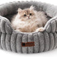 MEWOOFUN Cat Beds for Indoor Cats, Washable Dog Bed for Small Dogs, Round Pet Bed for Puppy and Kitten with Anti-Slip Bottom (Grey, 20"x20"x8")