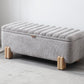 Kmax 45" Storage Bench Velvet Entryway Bench Upholstered Ottoman Bench with Wavy Top & Safty Hinge for Bedroom Living Room Hallway, Grey