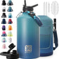 1 Gallon Water Bottle Insulated | Thickened Stainless Steel Vacuum Metal Water Jug | Portable Sports Large for Gym and Hiking with Straw, Carrier Bag, Handle Strap | BPA-Free 128 oz