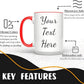 Personalized Coffee Mug 15 Oz, Custom Picture Text or Logo Ceramic Mug, Customized Gift for Men & Women, Taza Personalizada with Photo and Words, Customizable Large Tea Cup | White - Red