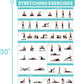 Vive Workout Posters for Home Gym - 52 Streching Exercises Full Body Workout - Laminated Pre Post Routines Wall Chart - Bodyweight Poses Instruction Guide for Core, Abs, Legs, Glutes, Upper Body