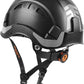 GREEN DEVIL Safety Helmet Hard Hat with Chin Strap Vented Lightweight Adjustable Hardhat for Men Women with Hi-Viz Design Ideal for Tree Climbing Work at Height