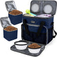 BAGLHER Dog Travel Bag, Pet Travel Bag (ALL Pet Travel Supplies), With 2 Pet Food Containers and 2 Collapsible Silicone Bowls; Essential Kits for Pet Travel Dark Blue