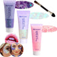 Body Glitter Face Glitter Gel: Singer Concerts Disco Festival Rave Accessories Face Glitter Makeup 150ml Chunky Sequins Mermaid Face Body Hair Glitter Gel (Purple&White&Light Pink)