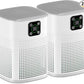 2 Pack Air Purifiers for Home Bedroom up to 650ft², Honeyuan H13 HEPA Air purifier with 360°Air Intake, 3 Fan Speeds, White