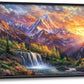 Large Mountain Tree Wall Art for Living Room, Framed Oversized Sunset Waterfall Wall Decor Nature Landscape Canvas Painting Modern Artwork for Living Room Bathroom Bedroom Office Dining Room 60"x30"
