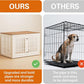 48" Heavy Duty Dog Crate Furniture for Small,Medium and Large Dogs,Rustic Wooden Dog Cage Kennel Indoor Furniture with Waterproof Top,Decorative Pet House Side End Table (White & Wood)