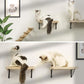 Cat Floating Wall Shelf with Scratching Mat, 1PC 9.7X16.6 Inch Large 1 Inch Thick Wood Cat Window Perches Hanging Shelves Wall Mounted Beds for Sleeping, Playing, Climbing, Support to 30 LBS
