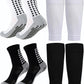 KMOLY 1 Set Soccer Grip Socks,Shin Guard Sleeves for Football Basketball for Men and Women Black/White One Size