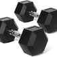 RitFit 5-650 LBS PVC Encased Hex Dumbbell Sets with Optional Rack for Home Gym, Hand weight with Chrome Handle for Strength Training, Workouts