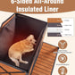 Extra Large Dog House Outdoor for Large Dogs, Insulated Dog House with Metal Frame, Waterproof Dog Shelter with Asphalt Roof, PVC Curtain & Multifunctional Patio, Indoor Outdoor Use