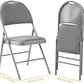BOOSDEN Folding Chairs Set of 2, Heavy Duty Metal Folding Chairs with Padded Fabric Seats, Big Backrest Foldable Chair for Outdoor & Indoor & Dining & Party, Grey