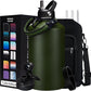128 OZ Insulated Water-Bottles with Strap - 1 Gallon Water Jug with Straw & Spout Lid, Stainless Steel Large Water Bottle Leak Proof, Cold-48h Hot-24h Metal Water Flask w/Paracord Handle, Carrier Bag