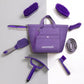 Horse Grooming Kit (12-Piece): Brushes, Storage Bag, Sweat Scraper, Mane Comb, Grooming Gloves - Purple Horse Gifts for Girls