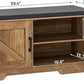 2-Tier Storage Bench, Shoe Bench with Padded Seat Cushion, Entryway Bench with 2 Barn Doors, Adjustable Shelf, 13.8" D x 39.4" W x 17.7" H, for Entryway, Living Room, Bedroom, Rustic Walnut