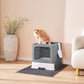 Cat Litter Box with X-Large Litter Mat and Scoop, Large Foldable Litter Box with Lid, Enclosed Kitty Box,Front Top Entry Exit, Odor Control Easy to Clean (Upgrade Dark Grey)