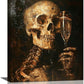 Quorin Gothic Skeleton Wall Art Goth Skull Champagne Wall Decor Dark Academia Pictures Horror Canvas Print Painting Artwork for Bathroom Living Room Bedroom 16"x20"