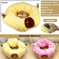 AUOON Cute Cat Donut Tunnel - Round Cat Tunnel Bed with Washable Cushion Interactive Cat Toy for Indoor Cats Kitten Kitty Puppy Rabbit Ferret (Yellow)